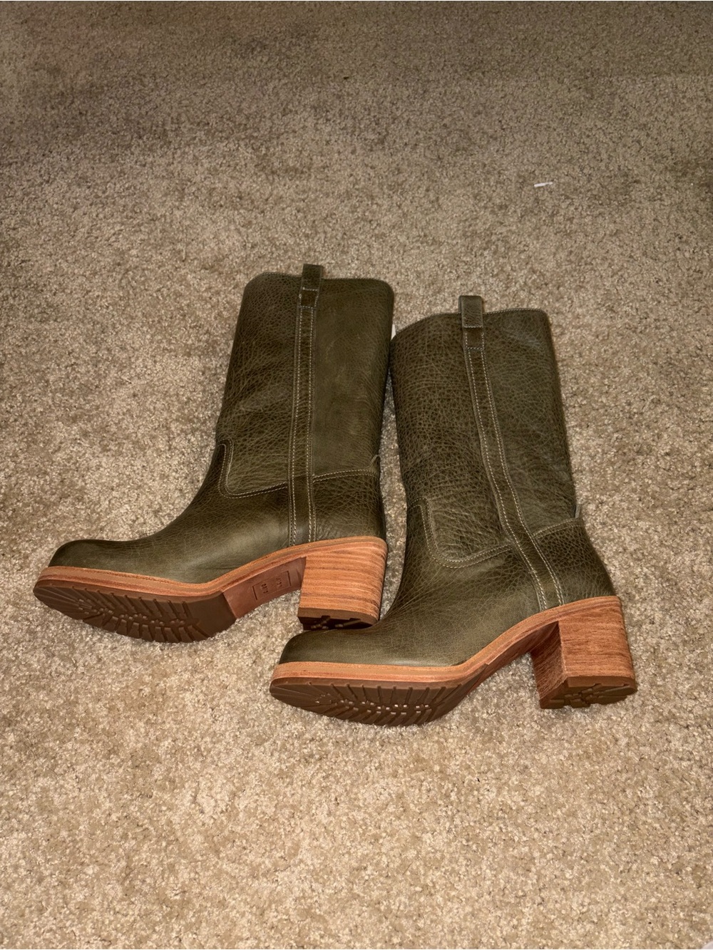 NWT Olive Green Cleo + Wolf Leather Boots!